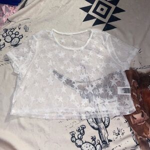 SHEIN STAR MESH CROPPED TEE